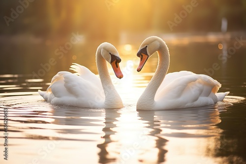 two swans in the lake