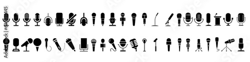 Microphone vector icon set. audio illustration sign collection. broadcast symbol on white background.
