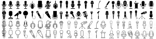Microphone vector icon set. audio illustration sign collection. broadcast symbol on white background.