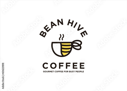 coffee and bee logo hive concept