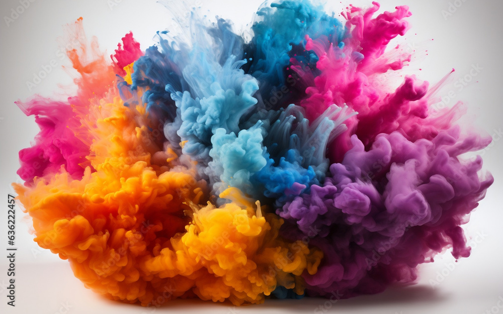Close up Colorful powder of holi paint. Generative AI image