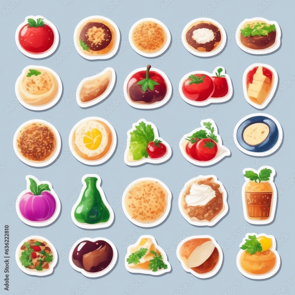 Every food icon degetal stickers Every food icon degetal stickers