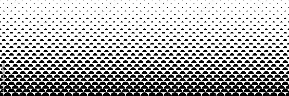 horizontal black halftone of semicircle design for pattern and ...