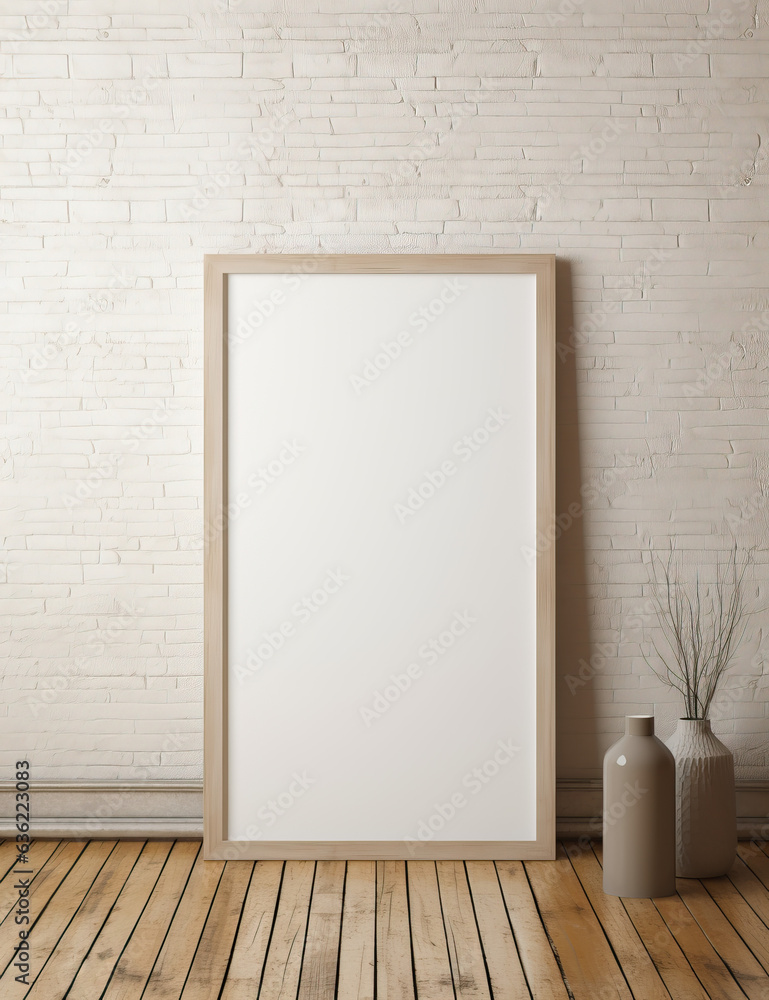 Blank picture frame mockup on a wall. Square orientation. Artwork template in interior design Blank picture frame mockup on a wall. Square orientation. Artwork template in interior design