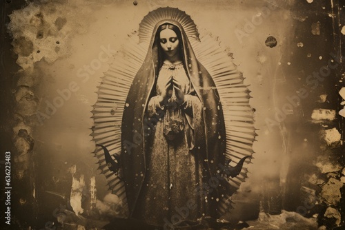 Mother Mary. Photo in old color image style. photo