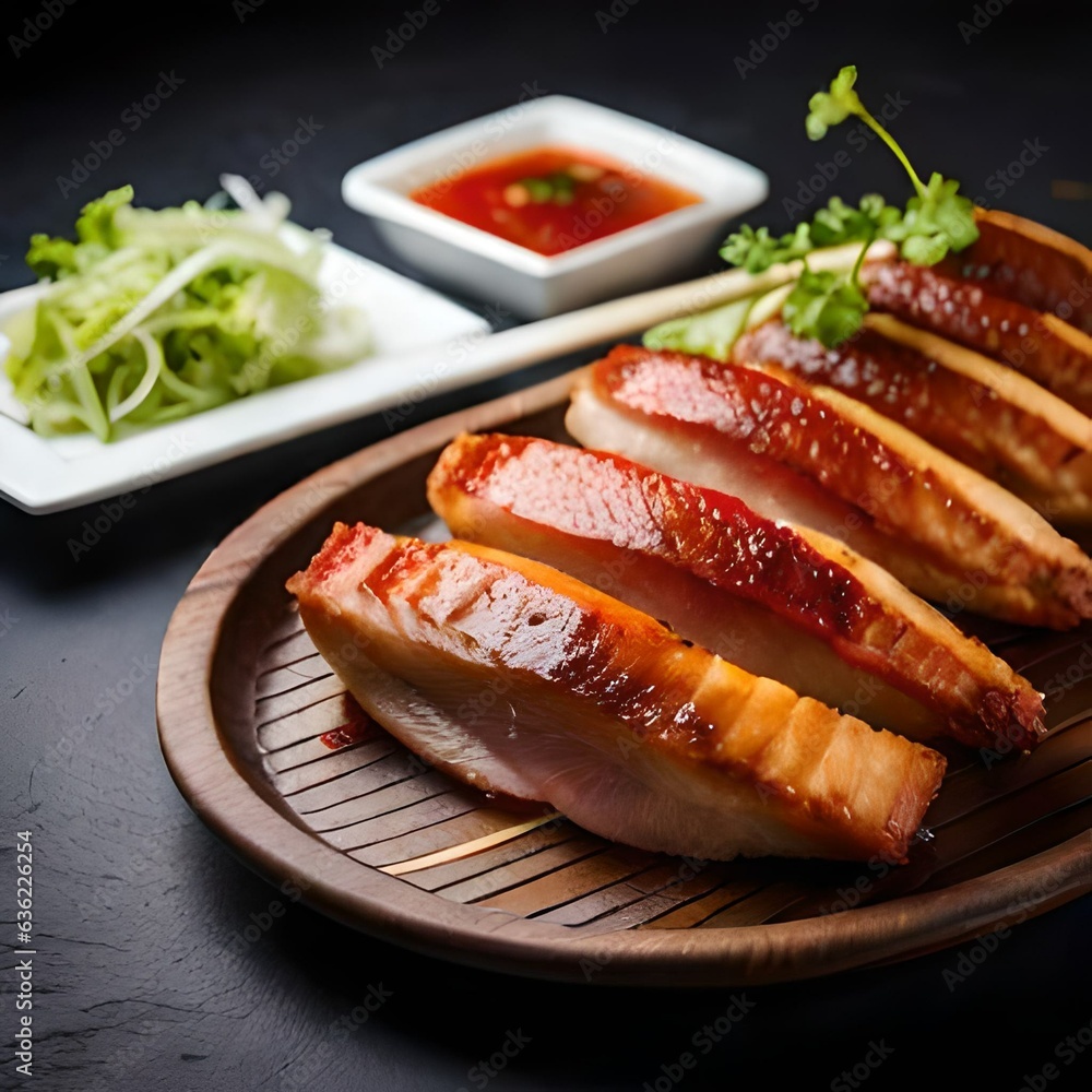 Grilled duck breast fillet steak on a neutral background, created and generated by AI Grilled duck breast fillet steak on a neutral background, created and generated by AI