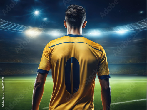 Soccer player wearing in uniform on backdrop lstadium © magr80