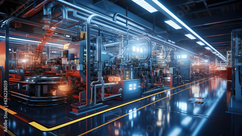 A futuristic manufacturing facility with smart machines and automated processes, symbolizing the advancements of Industry 4.1. Created with Generative AI