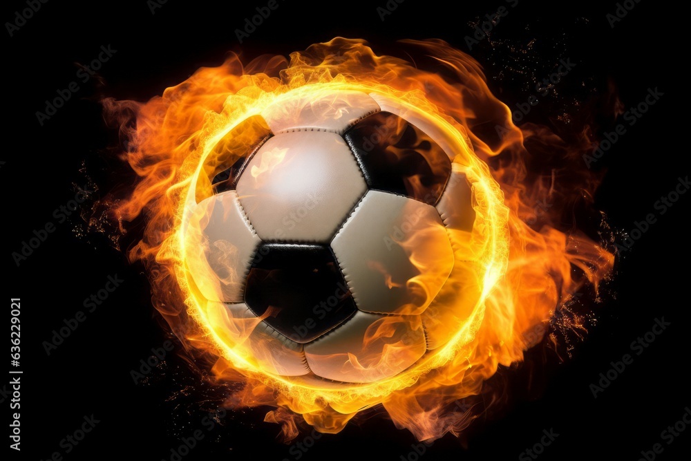 Naklejka premium Soccer ball explosive goal. Generate Ai