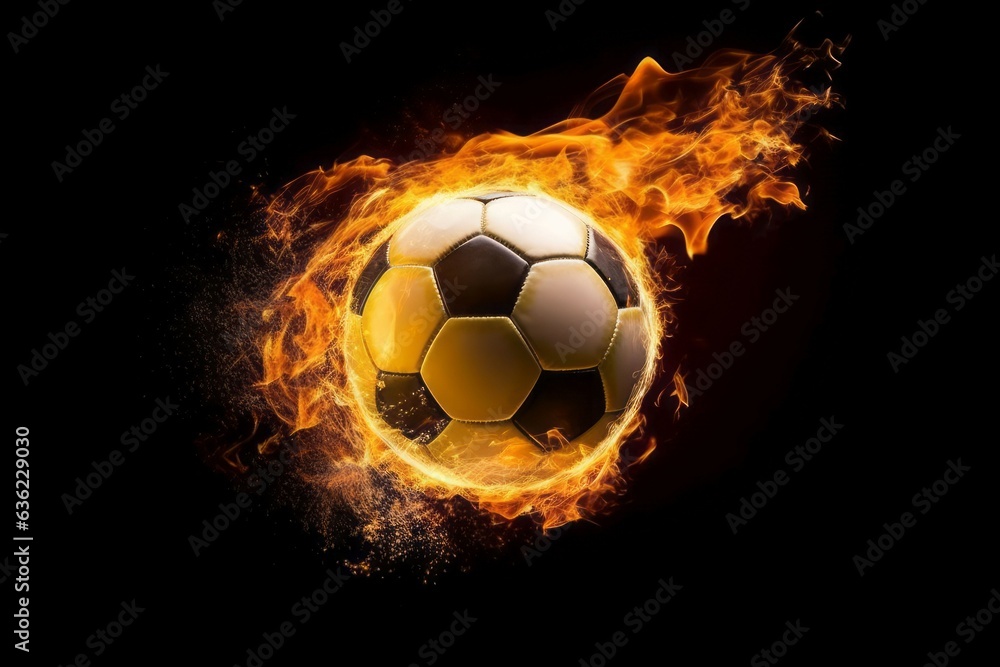 Fototapeta premium Soccer ball explosive energy. Generate Ai