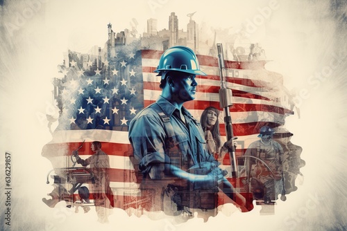 Labor Day. Depict workers from various professions, united in their dedication,Generated with AI