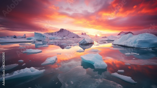 Sunset of Antarctica made with Ai generative technology © Jixster