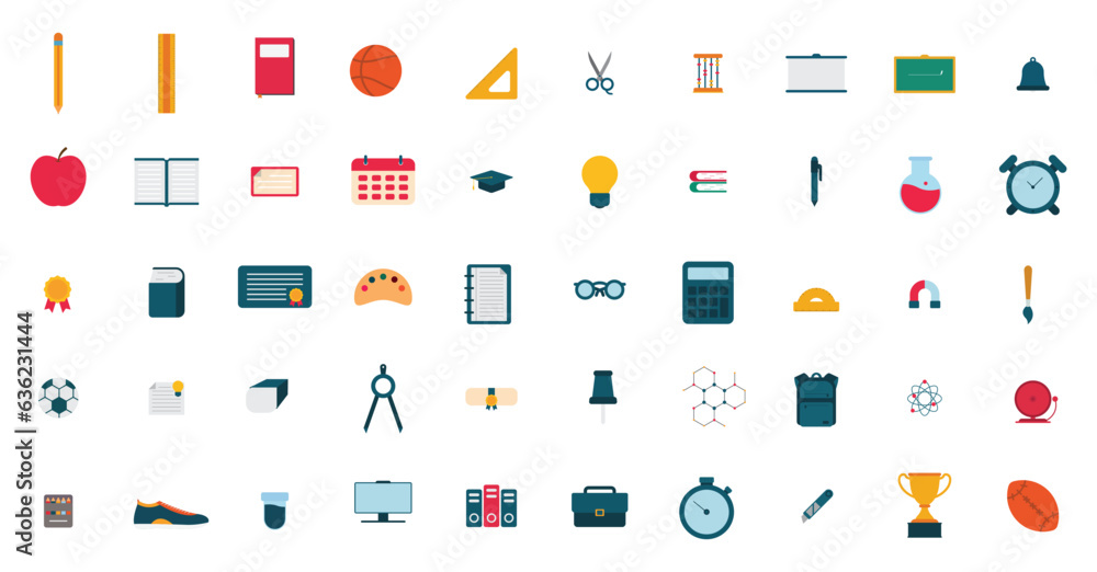 set of school flat icon set of school flat icon