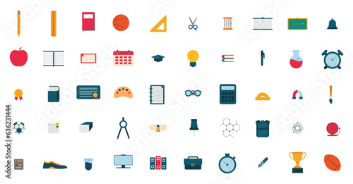 set of school flat icon