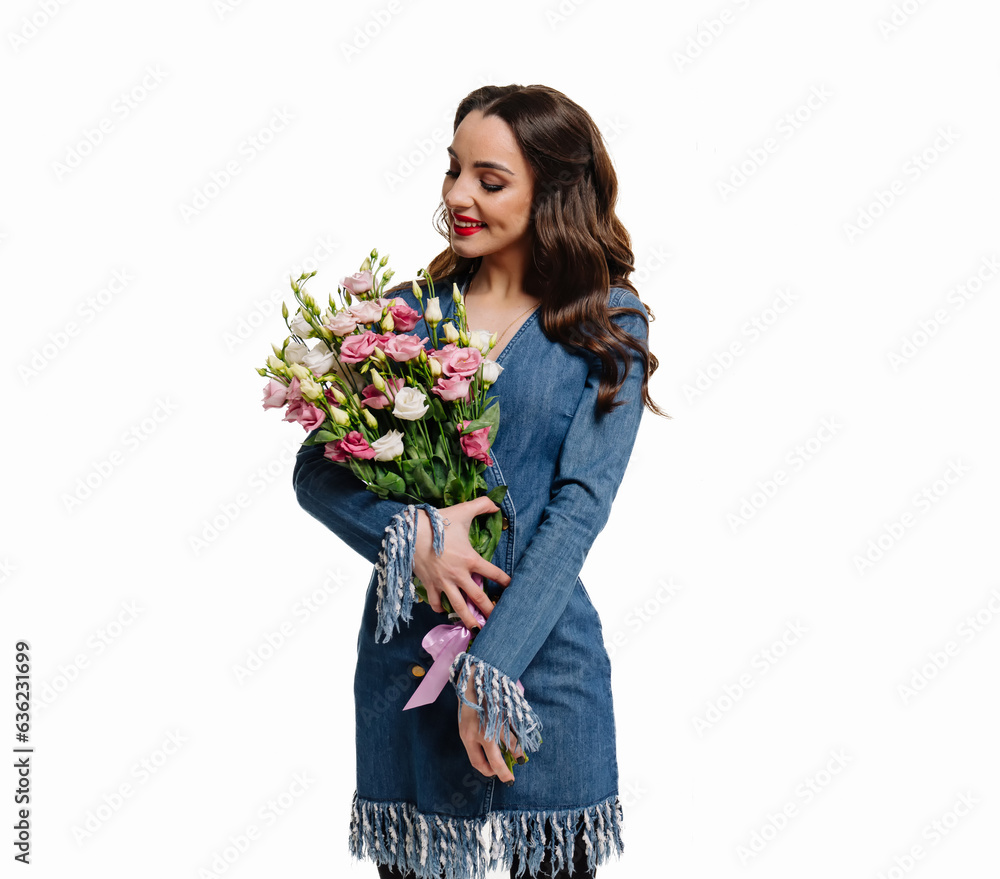 A woman holding a colorful bouquet of flowers A woman holding a colorful bouquet of flowers