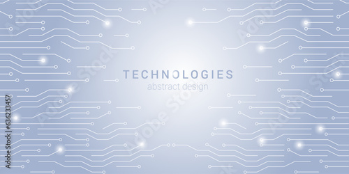 Digital tech light blue background with circuit board elements. Ideal for tech companies, data analytics, digital era topics. Versatile for web, presentations, ads