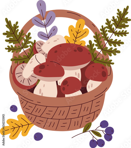 Wicker Basket With Mushrooms