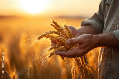Wheat in the hands of a farmer. Grain deal concept. Hunger and food security of the world.