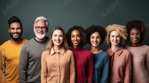 Portrait of multiethnic group of people standing together and looking at camera.