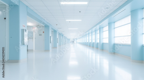 abstract motion blur image of hospital walkway at hospital office building in city downtown for background  business center  medical technology concept  Generative AI