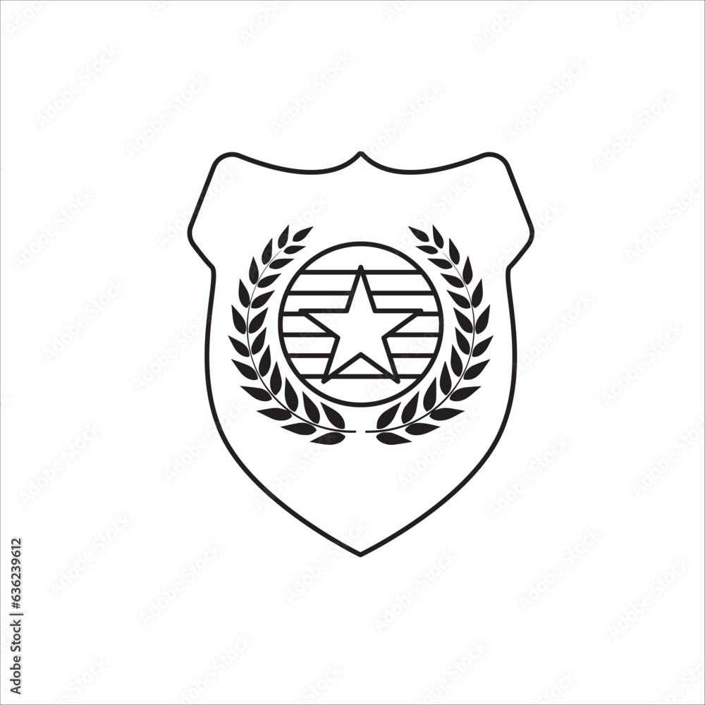 Policeman badge thin line icon concept design illustration