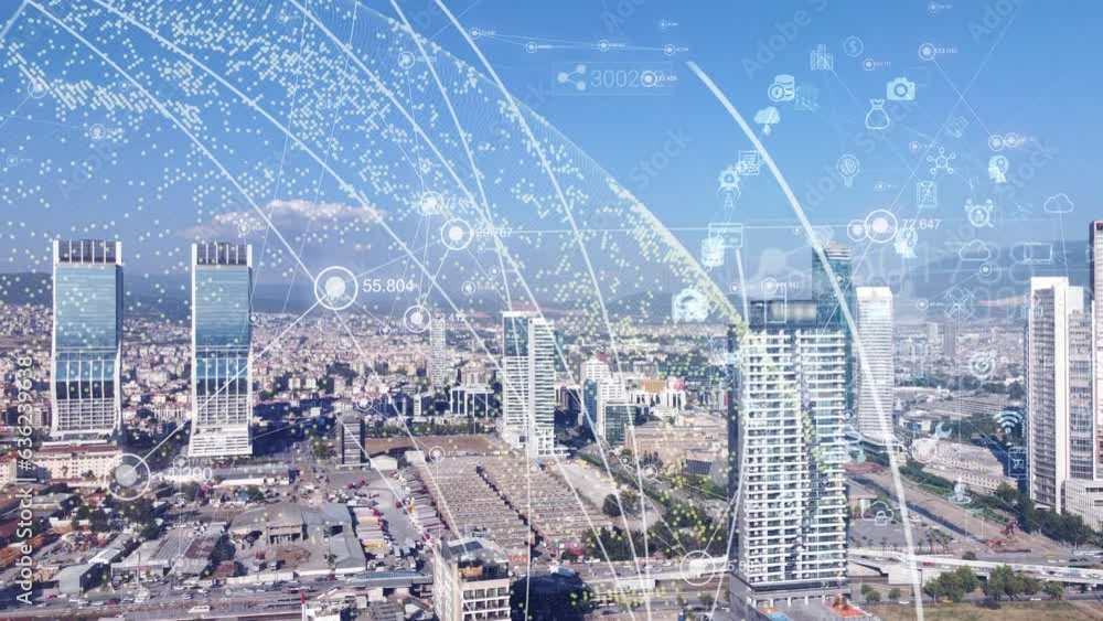 Smart city and communication network concept. Digital transformation ...