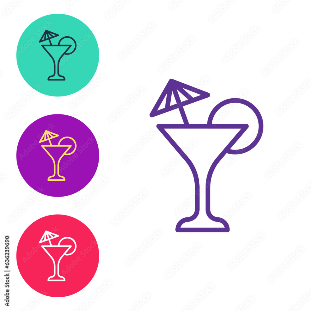 Set line Martini glass icon isolated on white background. Cocktail icon. Wine glass icon. Set icons colorful. Vector Set line Martini glass icon isolated on white background. Cocktail icon. Wine glass icon. Set icons colorful. Vector