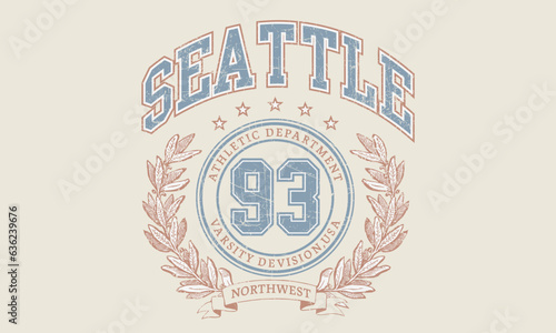 Vector artwork in varsity vintage style. Texture is removable.