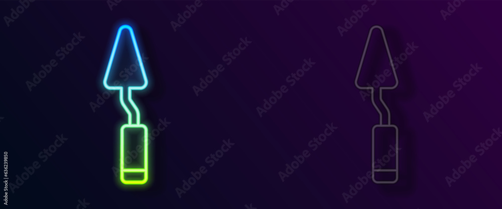 Glowing neon line Palette knife icon isolated on black background. Vector Glowing neon line Palette knife icon isolated on black background. Vector