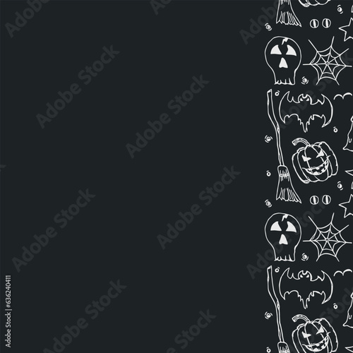 Halloween frame. Doodle Halloween background with place for text