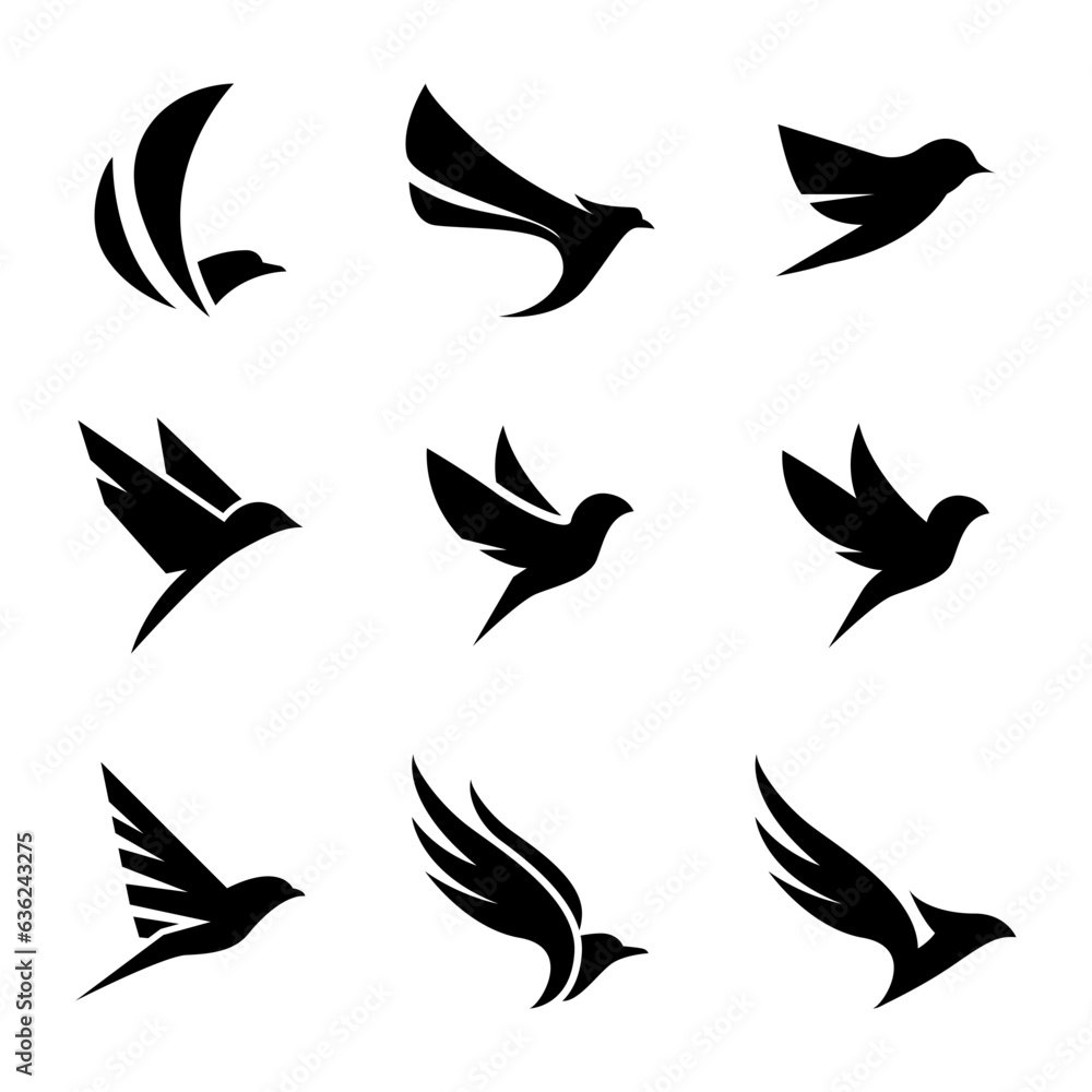 Obraz premium monochrome bird logo set