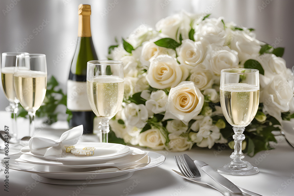 Beautiful flowers decorated on the table. Tables are set for a party or wedding reception. glasses and dishes. Beautiful flowers decorated on the table. Tables are set for a party or wedding reception. glasses and dishes.