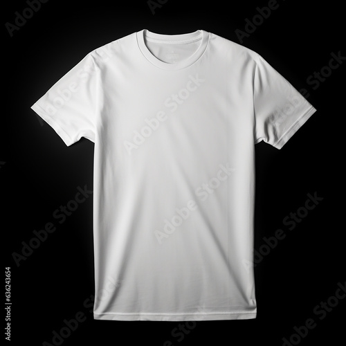 white t shirt with black background.