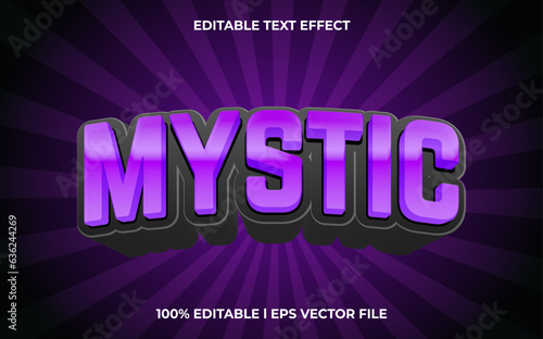 Mystic 3d text effect with dark theme. purple typography for products tittle