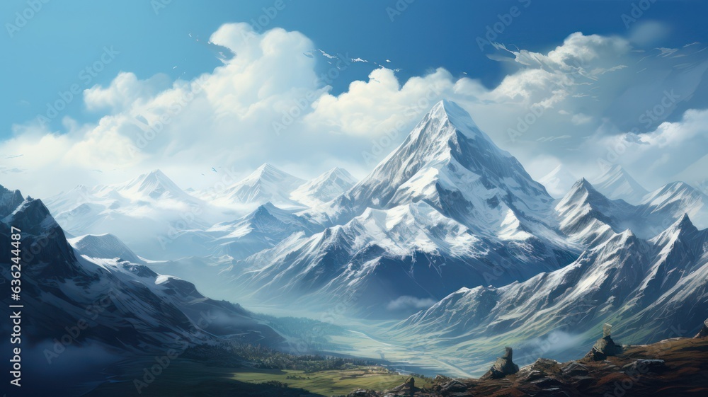 Obraz premium Range of mountains created with Generative AI