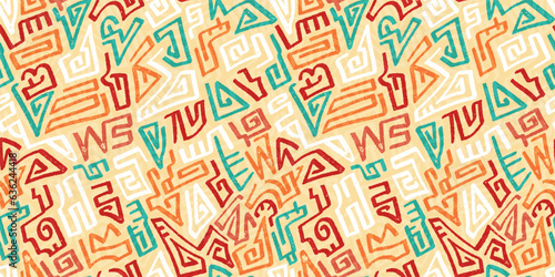 Hand drawn abstract seamless pattern, ethnic background, simple style - great for textiles, banners, wallpapers, wrapping - vector design