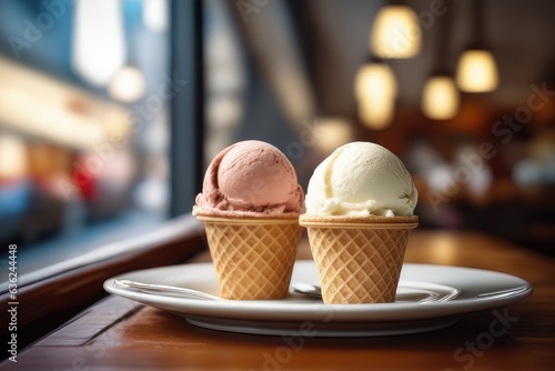 ice cream vanilla and strawberry