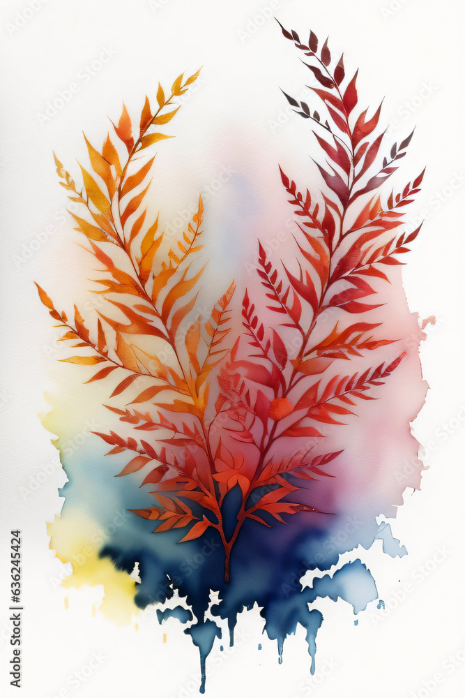 Fototapeta premium Watercolor Autumn Forest Illustration Background Wallpaper