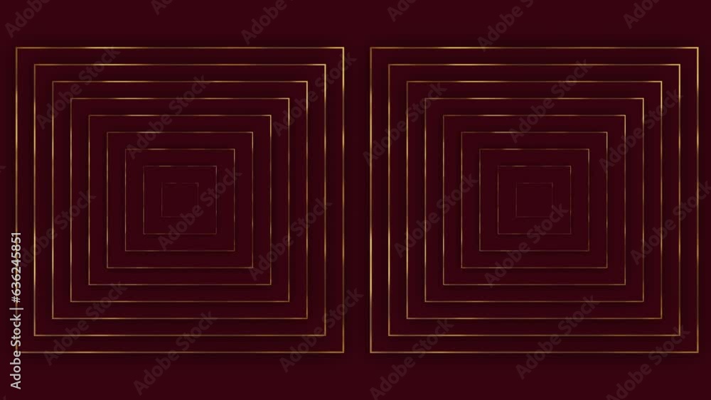 Abstract Golden red square lines luxe geometry background 4K video Abstract Golden red square lines luxe geometry background 4K video
