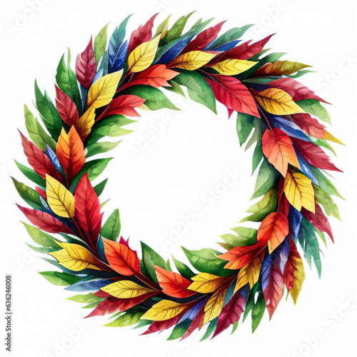 Watercolor Style Autumn Wreath Frame For Text