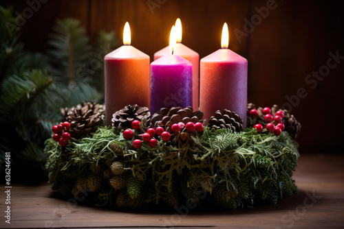 Leuchtende Kerzen im Advent (Generative AI)