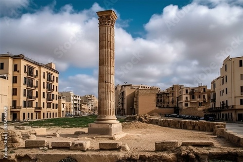 Discover the magnificence of Pompey's Pillar and Serapeum ruins in Alexandria, Egypt. Generative AI