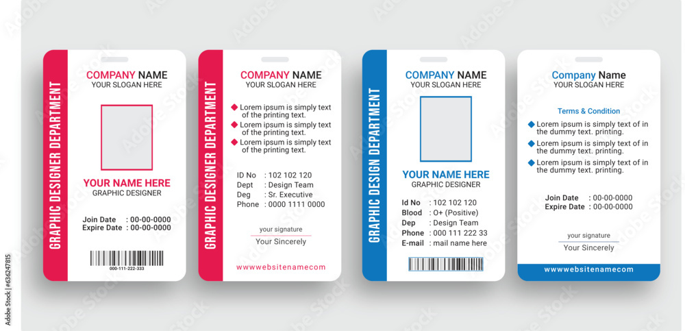 Corporate modern business id card design template, Company employee id card design, Company id card, id card, id card
