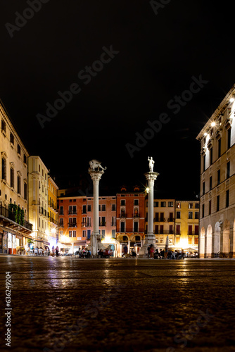 night view of the city italy vincenza