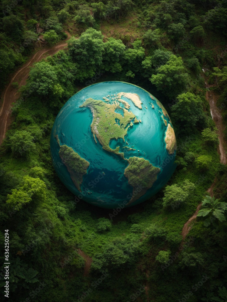 Naklejka premium Preserving Earth's Future: Illustrating the Concept of an Eco-Friendly and Sustainable World