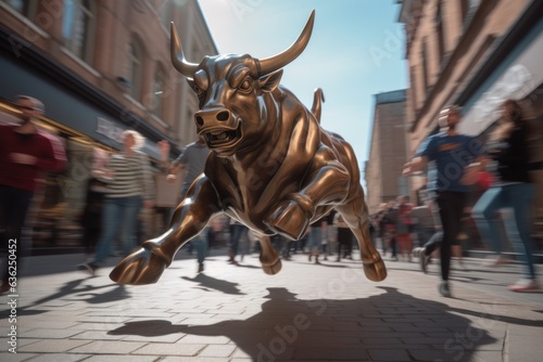 statue of running bull, trading concept, ai tools generated image © whitehoune