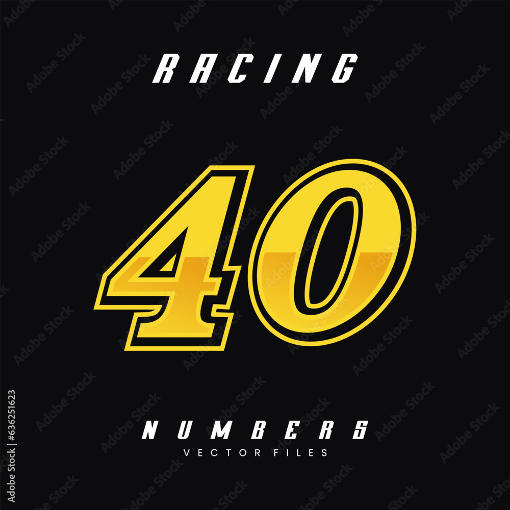 Racing Number 40 Vector Design Template Racing Number 40 Vector Design Template