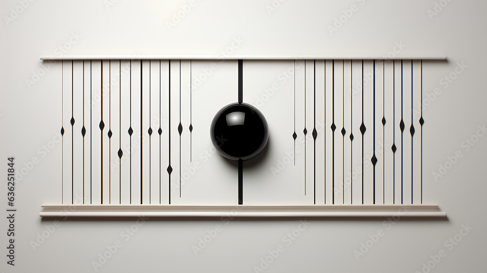 3d rendering of a black ball on a white wall in a room 3d rendering of a black ball on a white wall in a room