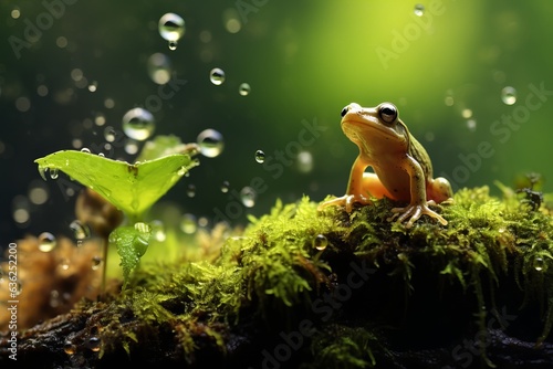 Delightful Tiny Frog. Nature's Miniature Marvel. Captivating Beauty in a Petite Package. Generative Ai © imagemir