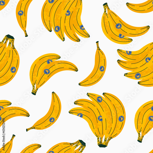 Bananas seamless pattern. Various bananas background.